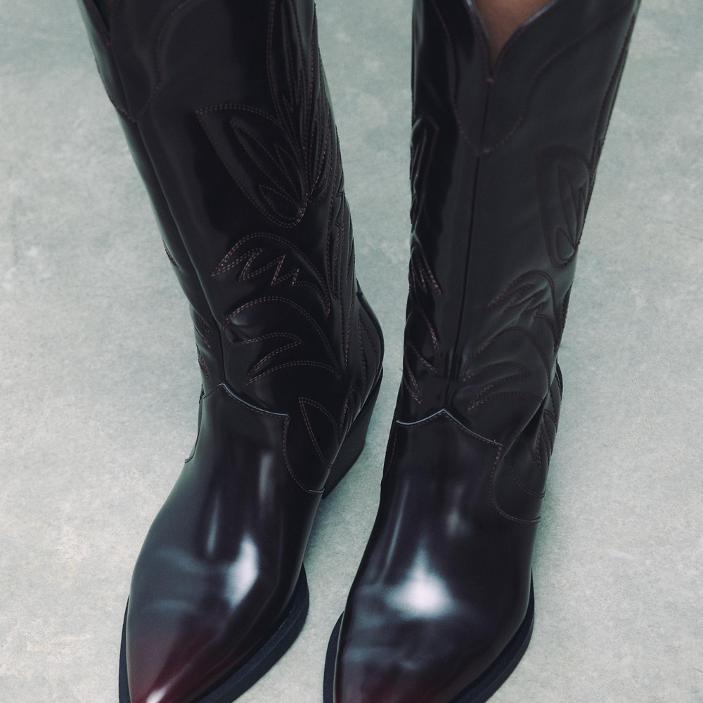 Zara New Cowboy Boots Size 6.5